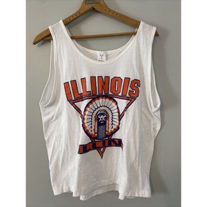 Vtg Illinois Fighting Illini Tank Top Chief Muscle Shirt size L JOSTENS